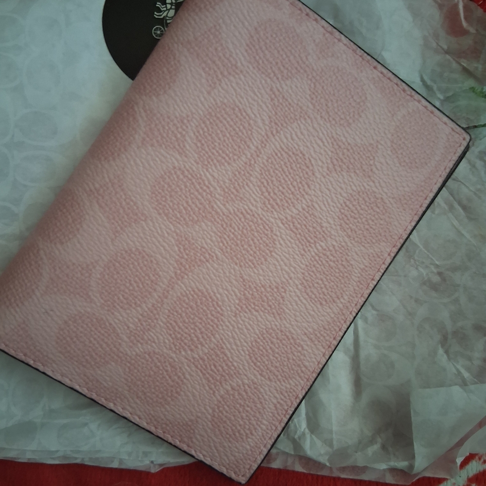 Coach Pink Signature Card & Key Holder